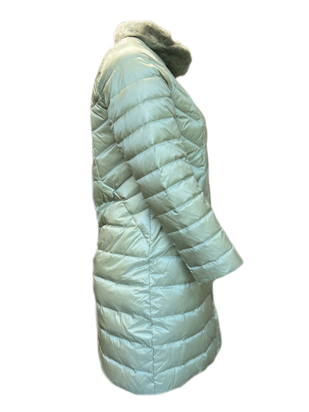 Marina Rinaldi Women's Pistachio Papabola Fur Collar Down Coat Size 8W/17 NWT