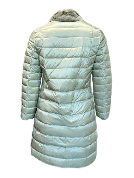 Marina Rinaldi Women's Pistachio Papabola Fur Collar Down Coat Size 8W/17 NWT