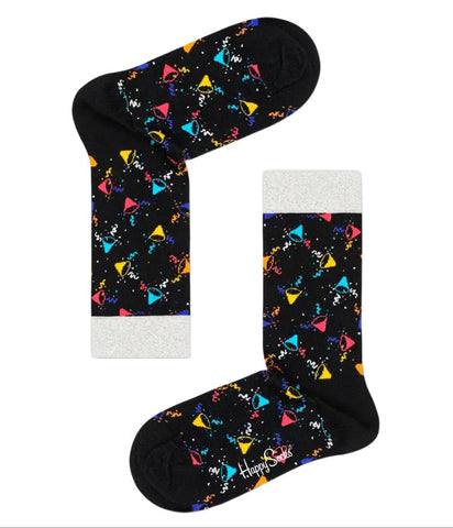 HAPPY SOCKS Women's Black Combed Cotton Party Socks Size 5.5-9.5 NWT