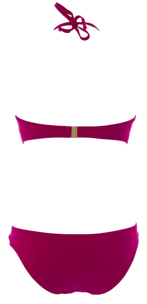 NAILA Women's Solid Fuchsia Convertible Bikini Set PATAYA $130 NEW
