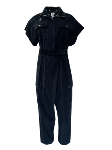 Max Mara Women's Black Patio Velvet Cotton Jumpsuit Size 8 NWT