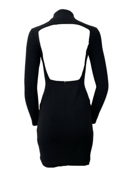 SOLACE London Black Pavon Mini Open Back Dress Size US 4 NWT