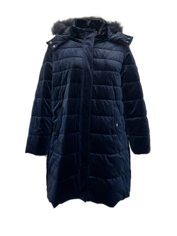 Marina Rinaldi Women's Navy Pavone Quilted Hooded Jacket NWT