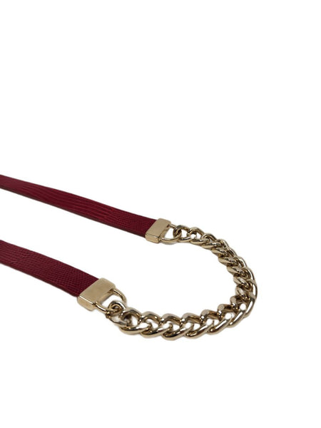 Max Mara Women's Red Pazzo Leather Buckle Closure Belt NWT