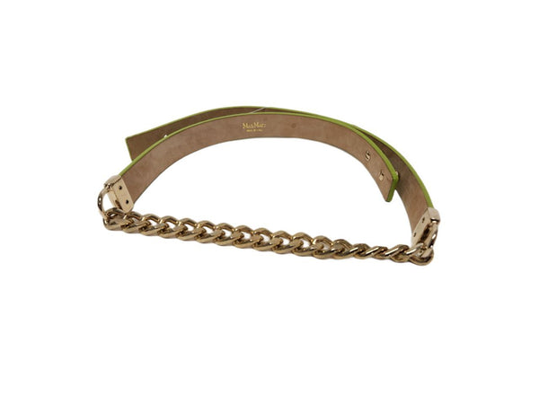 Max Mara Women's Pastel Green Pazzo Leather Buckle Closure Belt Size M NWT