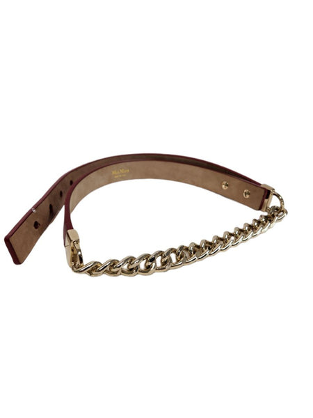 Max Mara Women's Red Pazzo Leather Buckle Closure Belt NWT