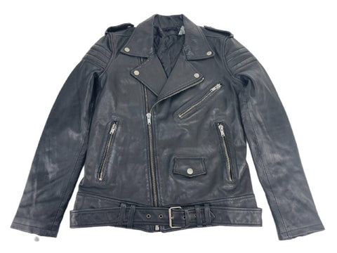 BLK DNM Men's Black Peace Print Leather Jacket 8 Size Medium NWT