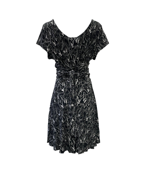 Leota Women's Black Twilight Dot Pink Peacock Stretchy Dress #2789 XX-Large NWT