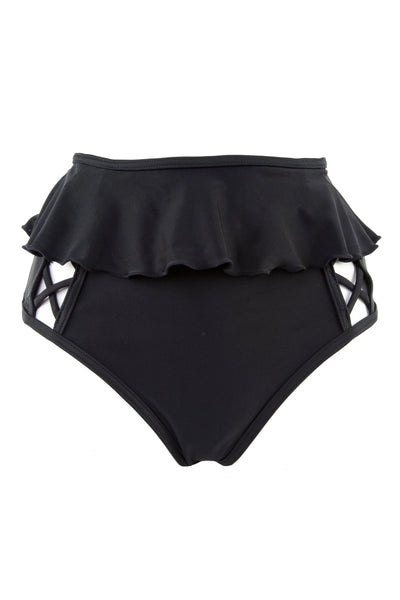 PEEK & BEAU Women's Black Lattice High Waist Bikini Brief NWT