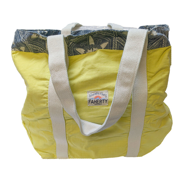 Faherty Reversible Blue Floral/ Lime Tote Bag NWT