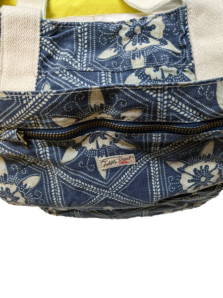 Faherty Reversible Blue Floral/ Lime Tote Bag NWT