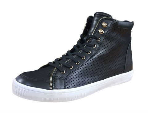 REBECCA MINKOFF Women's Black Sandi Perforated High Sneakers #M070445 10 NWB