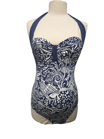 Pez D'or Maternity Navy Sealife One Piece Swimsuit Retail $95 NWT