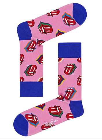 HAPPY SOCKS x Rolling Stones Women's Pink Limited Edition Socks 5.5-9.5 NWT