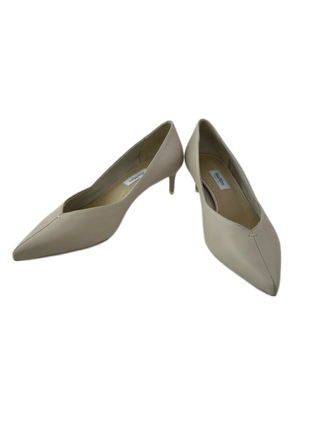 Max Mara Women's Ivory Pinrose Kitten Heel Leather Pumps Size 7 NWT