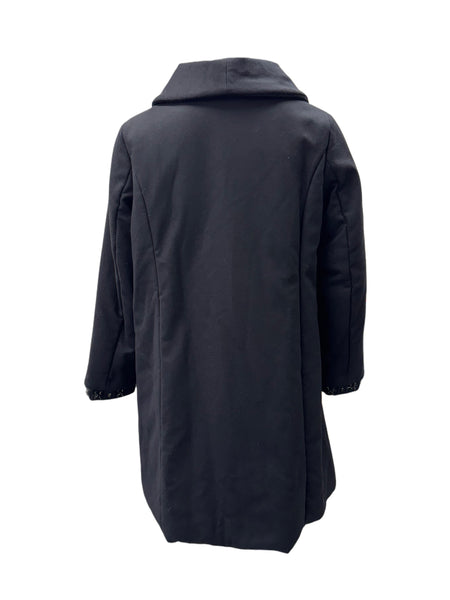 Marina Rinaldi Women's Black Pirenei Button Closure Coat NWT