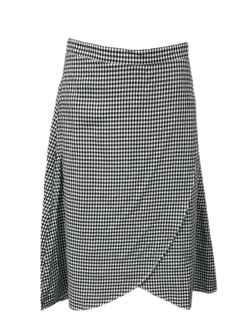 LOFT Women's Black and White Plaid Midi Skirt NWT