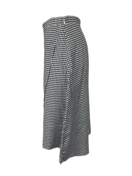 LOFT Women's Black and White Plaid Midi Skirt NWT