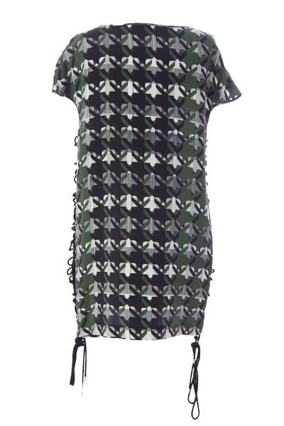REBECCA MINKOFF Women's Green & Black Side-Tie Shift Planet Dress Sz 4 $328 NWOT