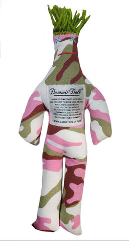 DAMMIT! DOLLS Pink Stress Relief Squishy Classic Camo Doll Gag Gift 12" NWT