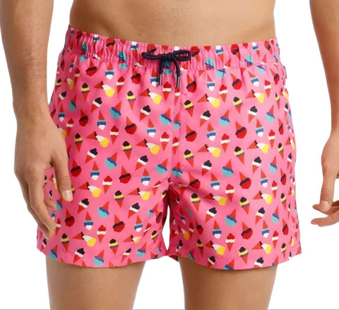 HAPPY SOCKS Men's Pink Ice Cream Mesh Lining Swimming Shorts NWT