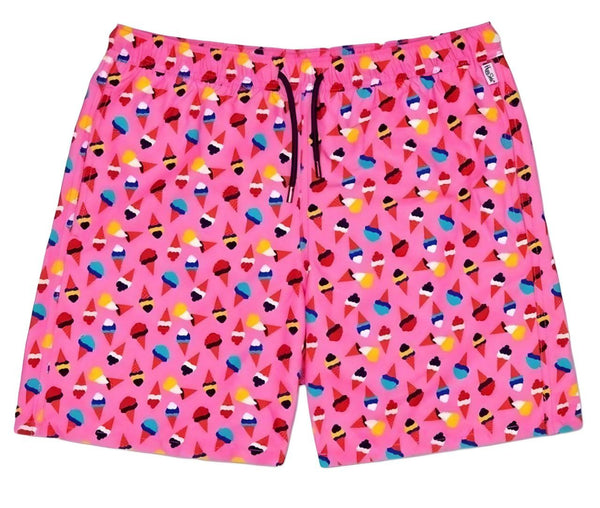 HAPPY SOCKS Men's Pink Ice Cream Mesh Lining Swimming Shorts NWT