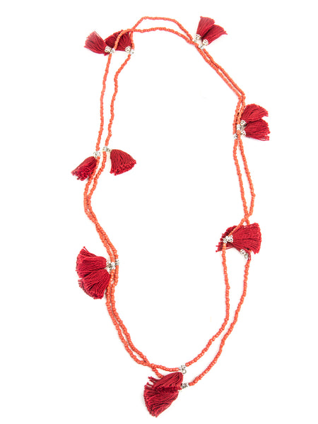 ROBERTA ROLLER RABBIT Women's Beaded Pom Pom Necklace $28 NEW