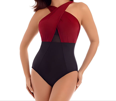MIRACLESUIT Women's Red Pompei Embrace One Piece Swimsuit #6513028 16 NWT