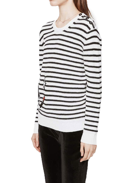 Rebecca Minkoff Women's Prim Stripe Patch Sweater