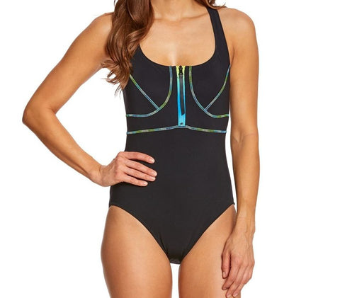 GOTTEX Women's Black Sport Sensitive Fabric One Piece Swimsuit #S702-L158 8 NWT