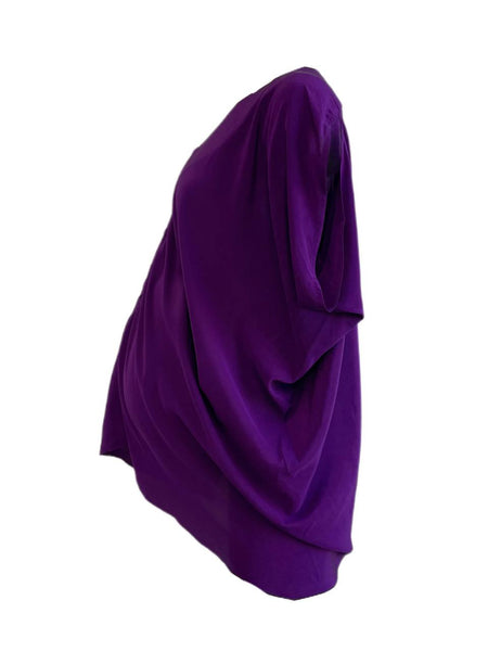 KINWOLFE Women's Royal Purple Maternity Nursary Silk Top Size M NWOT