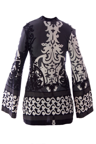 OLIAN Women's Gray Multi Monique Printed Maternity Tunic Q361601 Sz XS $104 NWT