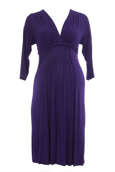 OLIAN Maternity Women's Surplice Neck Drawstring Waist Dress Small Indigo