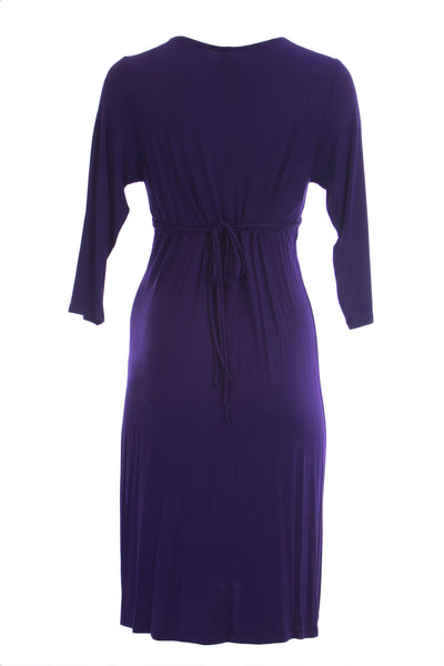 OLIAN Maternity Women's Surplice Neck Drawstring Waist Dress Small Indigo