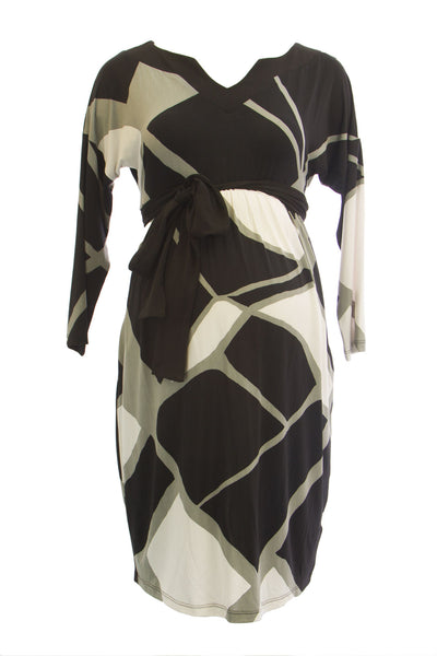 OLIAN Maternity Womens Grey Abstract Print Side Pockets Dolman Sleeve Dress $128