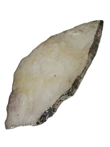 RABLABS Clear Quartz With Silver Natural Stone Platter #KI001-KI002 NWB