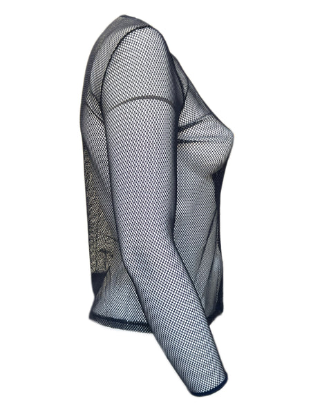 Marina Rinaldi Women's Navy Quasar Long Sleeve Mesh T Shirt NWT