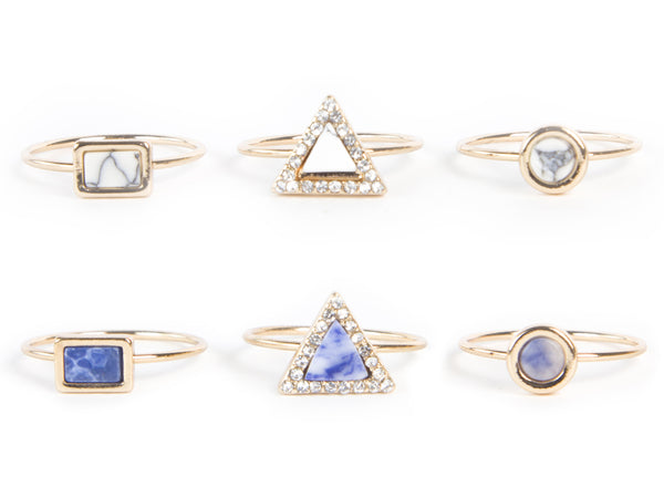 BANSRI Donna Agate Stack Ring Set R0104 $86 NEW