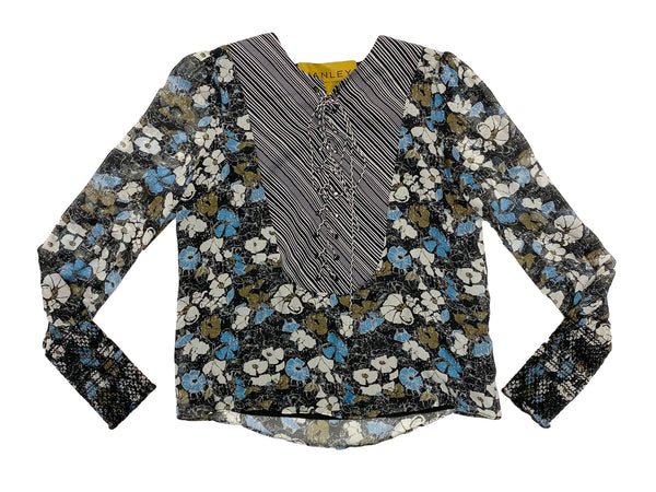 Hanley Mellon Women's Striped Chiffon Bib Top