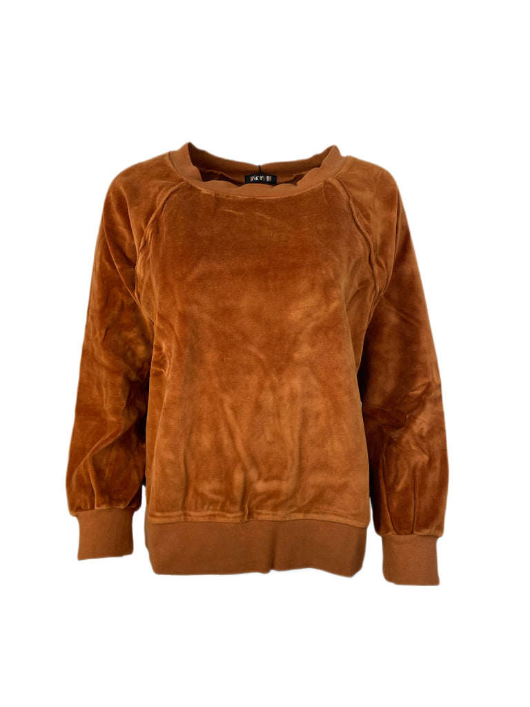 SUZIE KONDI Women's Rust Brown Velour Raglan Top #101 Sz X-Large $195 NWT