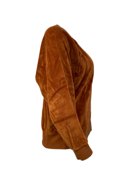 SUZIE KONDI Women's Rost Brown Velour Raglan Top #101 XL NWT