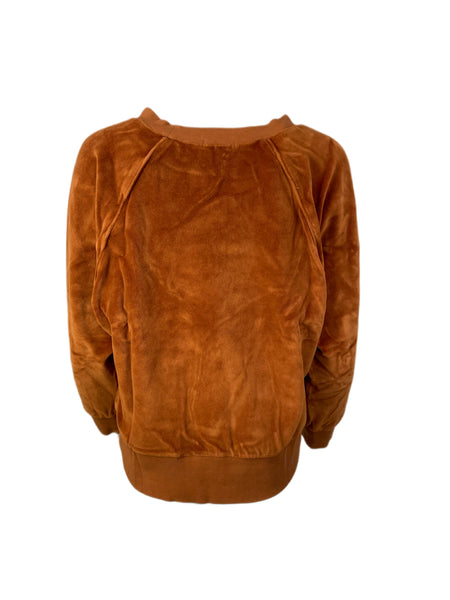 SUZIE KONDI Women's Rost Brown Velour Raglan Top #101 XL NWT