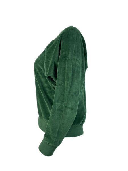 SUZIE KONDI Women's Bottle Green Velour Raglan Top #1021 M NWT