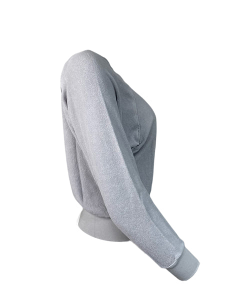 SUZIE KONDI Women's Dove Gray Terry Raglan Top #1021 NWT