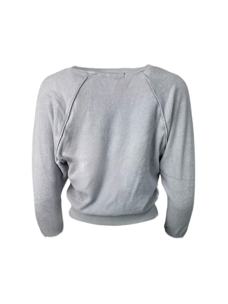 SUZIE KONDI Women's Dove Gray Terry Raglan Top #1021 NWT