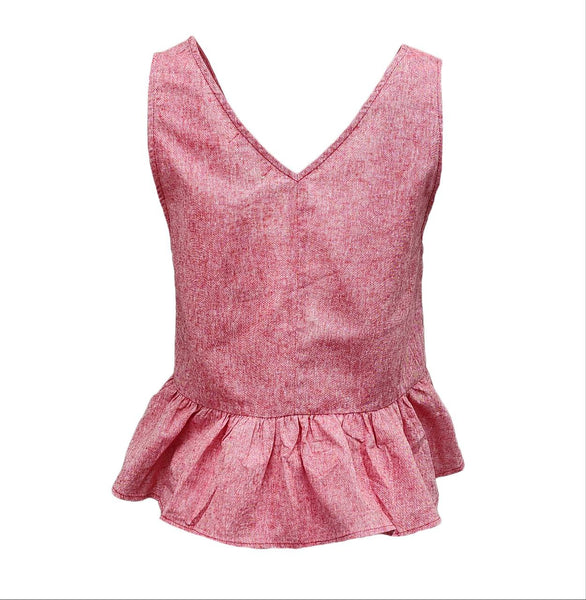 HoodLamb Women's Red August V-Neck Sleeveless Hemp Top 420 NWT