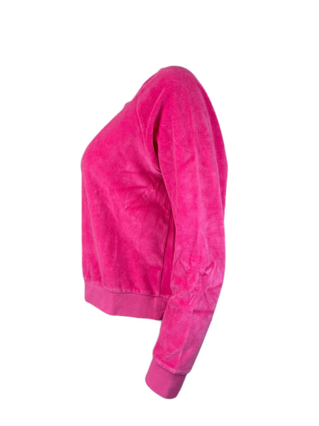 SUZIE KONDI Women's Hot Pink Velour Raglan Top #214 14 NWT