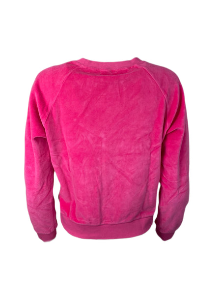 SUZIE KONDI Women's Hot Pink Velour Raglan Top #214 14 NWT