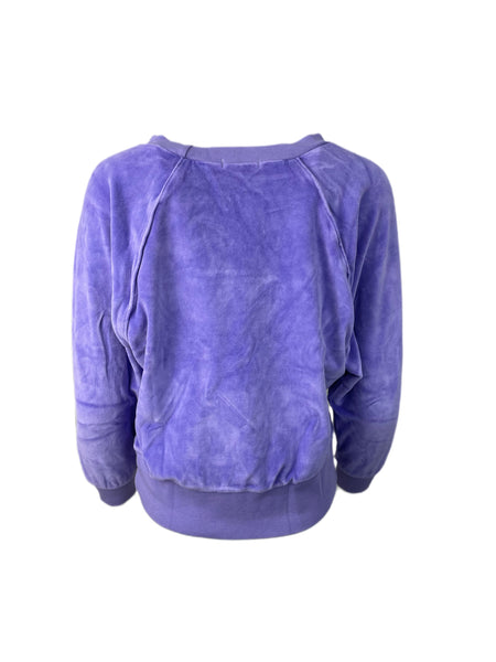 SUZIE KONDI Women's Lavander Velour Raglan Top #FW19 M NWT