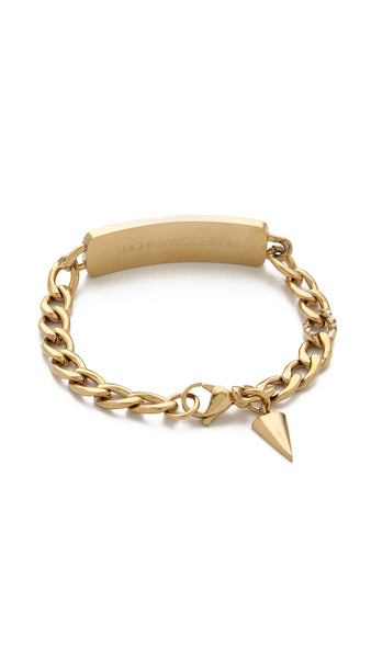 Rebecca Minkoff Gold Tone Pave ID Chain Bracelet $128